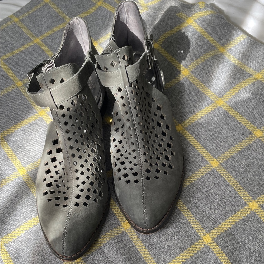 Vince Camuto Cutout Gray Ankle Boots